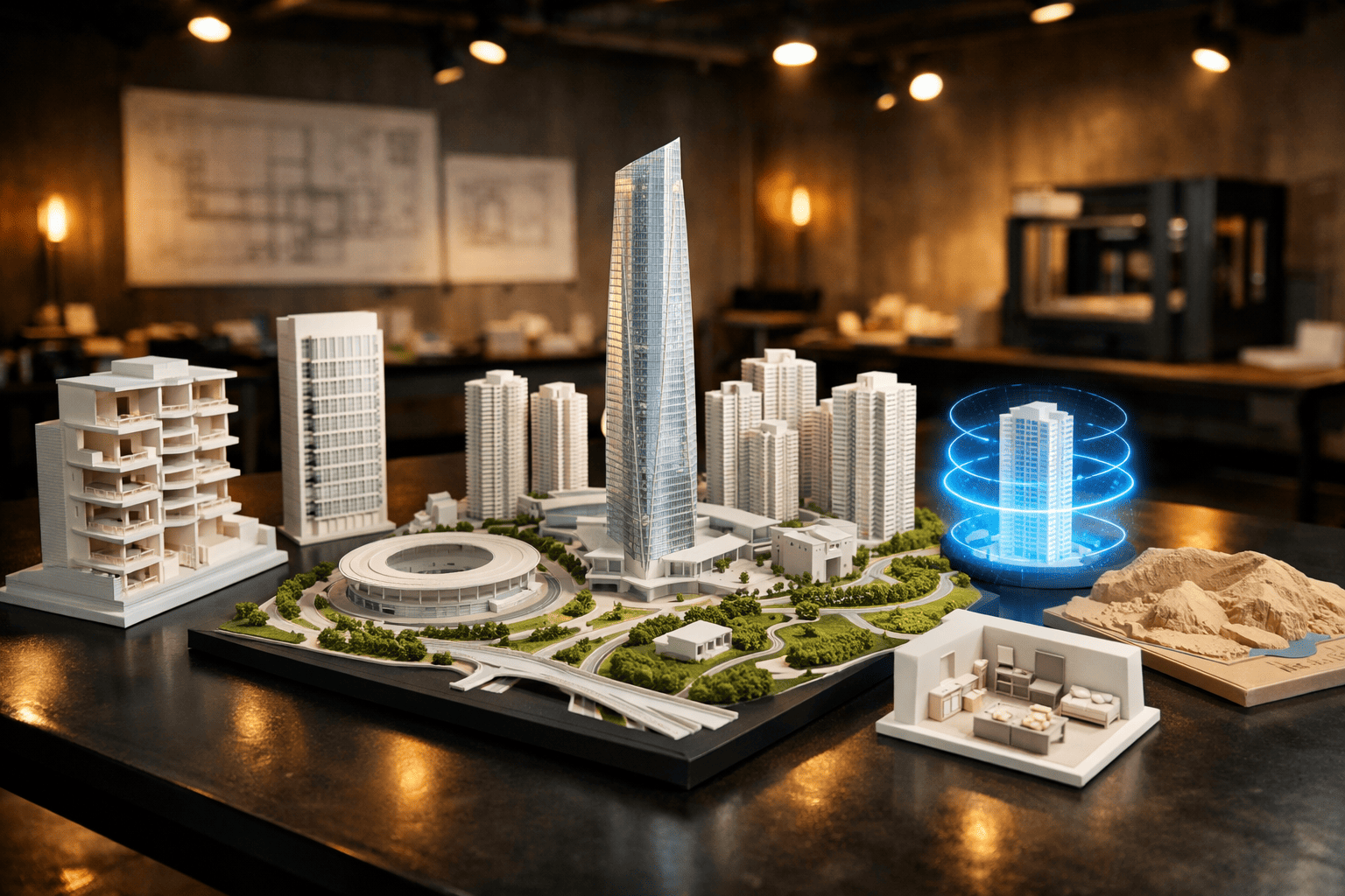 3D Scale Model Maker India — Futuristic Township Model in Design Studio